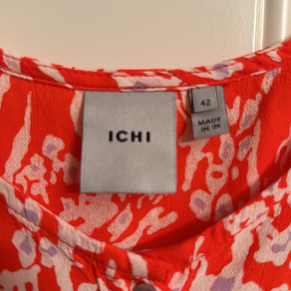 Anthropologie Ichi orange/white self tie dress. Size 42 - Picture 2 of 8